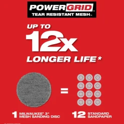 Milwaukee Tools 3” 400 Grit Mesh Sanding Discs with POWERGRID Tear Resistant Mesh – 12 pk + Pad Saver 48-80-6400