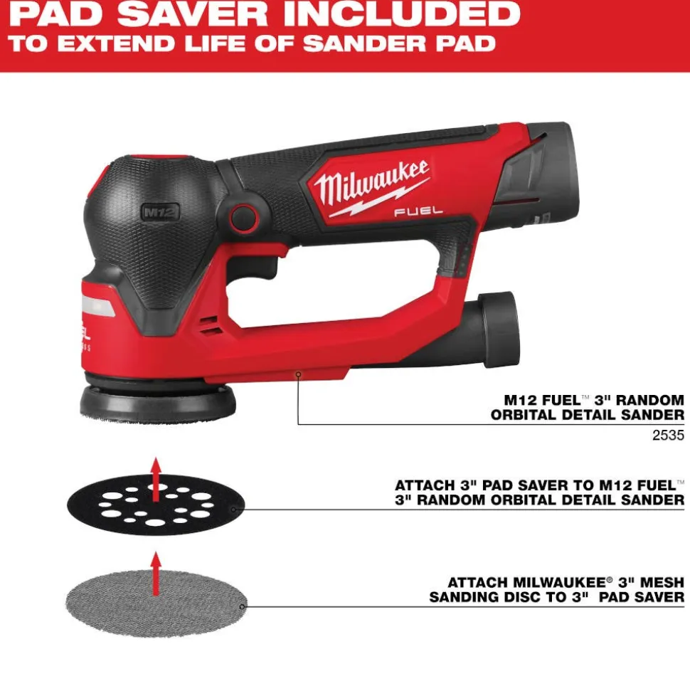 Milwaukee Tools 3” 400 Grit Mesh Sanding Discs with POWERGRID Tear Resistant Mesh – 12 pk + Pad Saver 48-80-6400