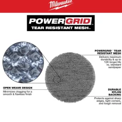 Milwaukee Tools 3” 180 Grit Mesh Sanding Discs with POWERGRID Tear Resistant Mesh – 12 pk + Pad Saver 48-80-6180
