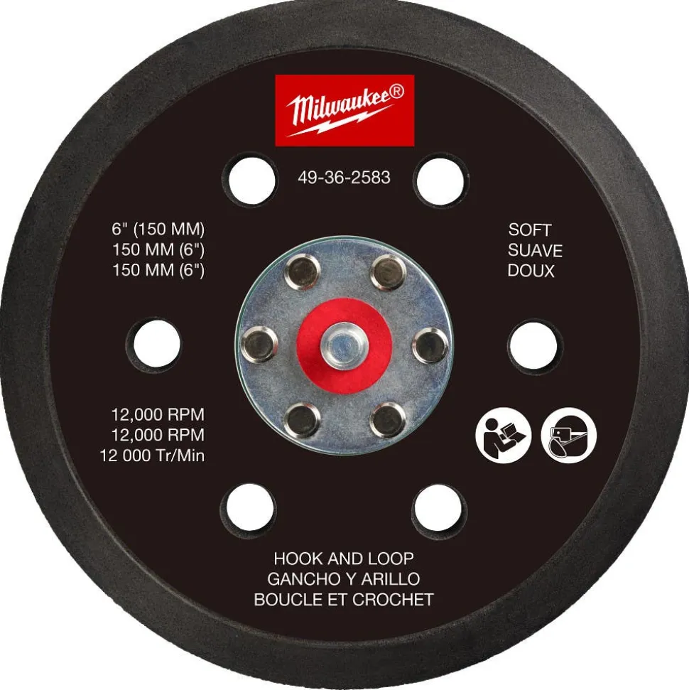 Milwaukee Tools 6" Hook and Loop Sander Backing Pad - Soft 49-36-2583