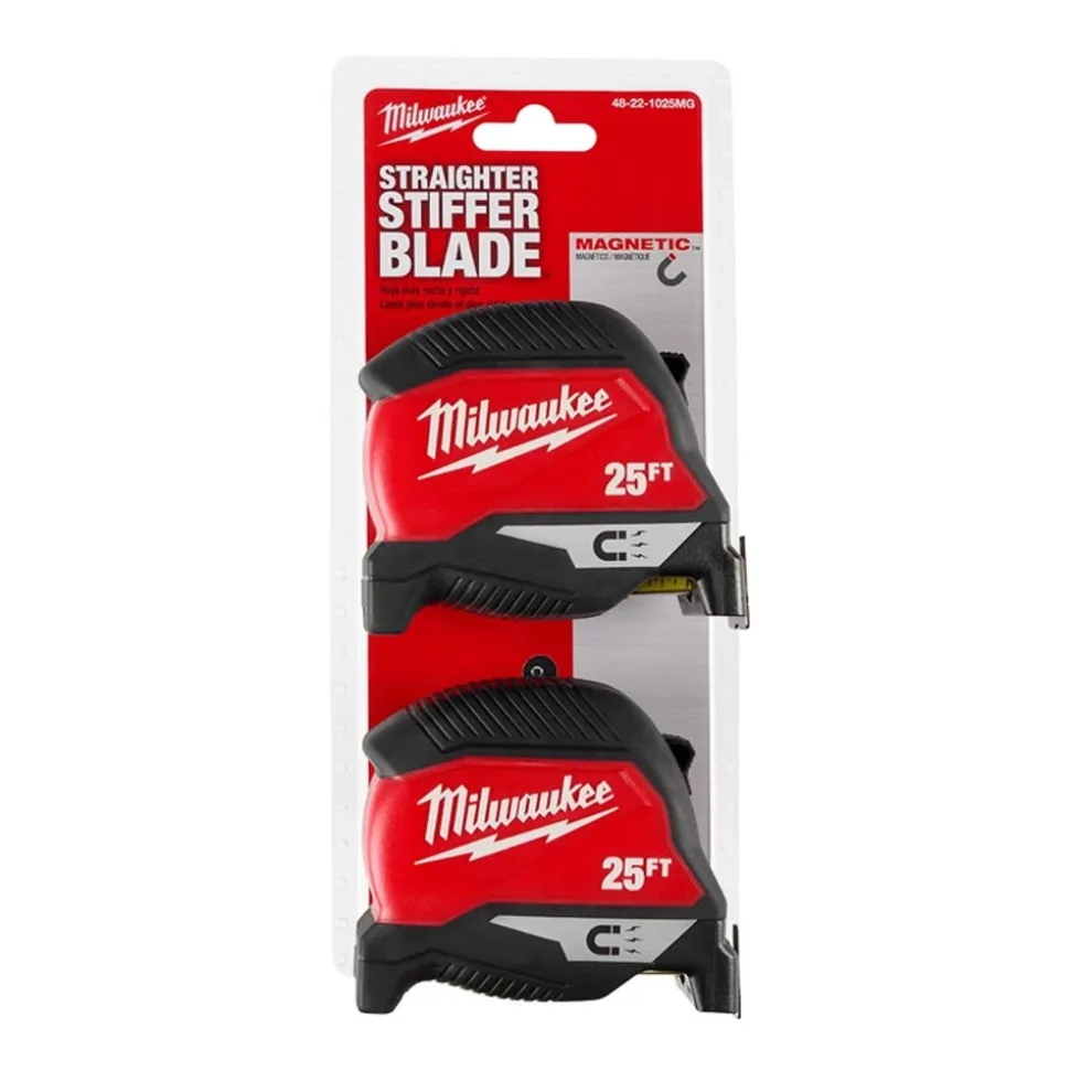 Milwaukee Tools 25' Magnetic Tape Measure 2-Pack 48-22-1025MG