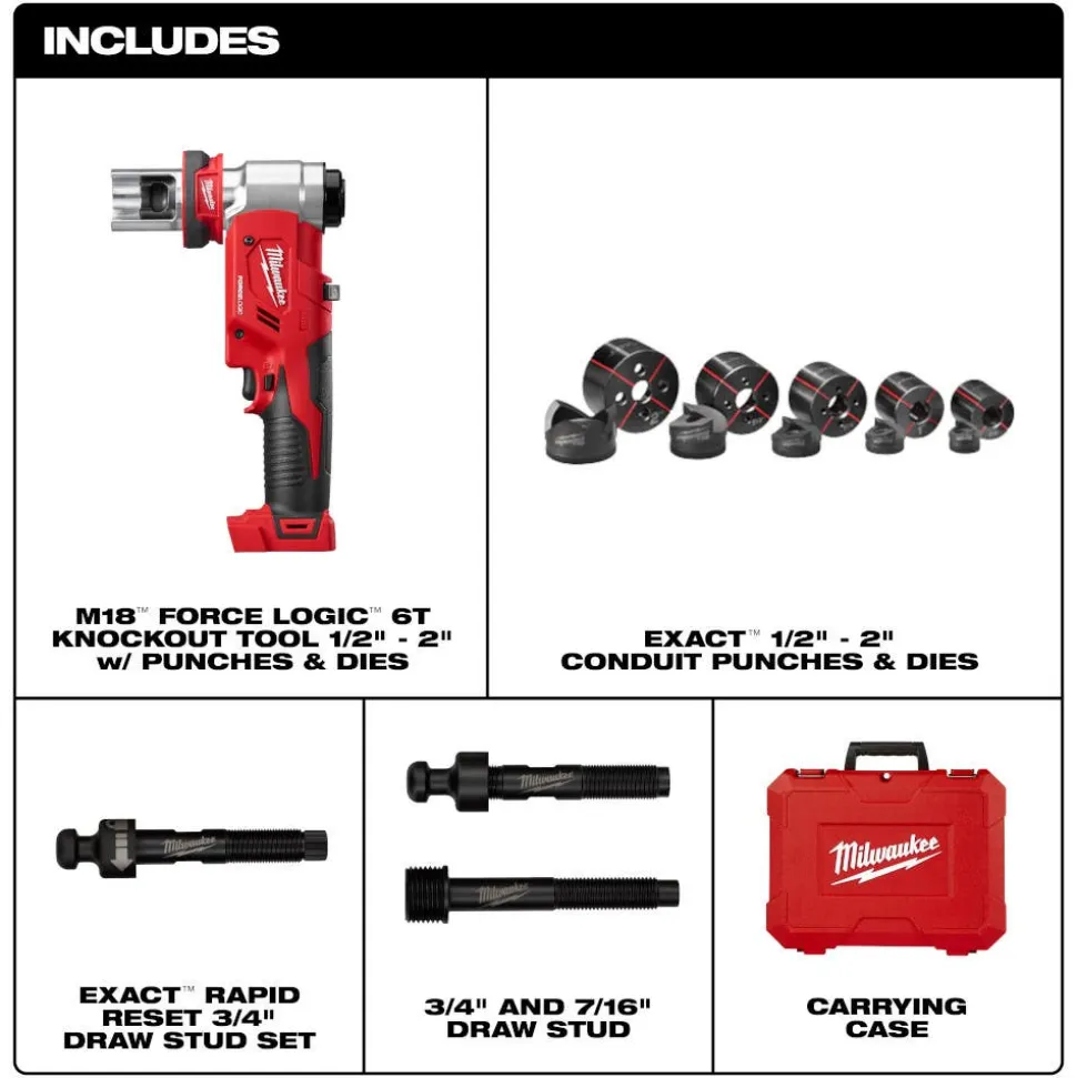 Milwaukee Tools M18™ FORCE LOGIC™ 6T Knockout Tool 1/2" - 2" 2677-02