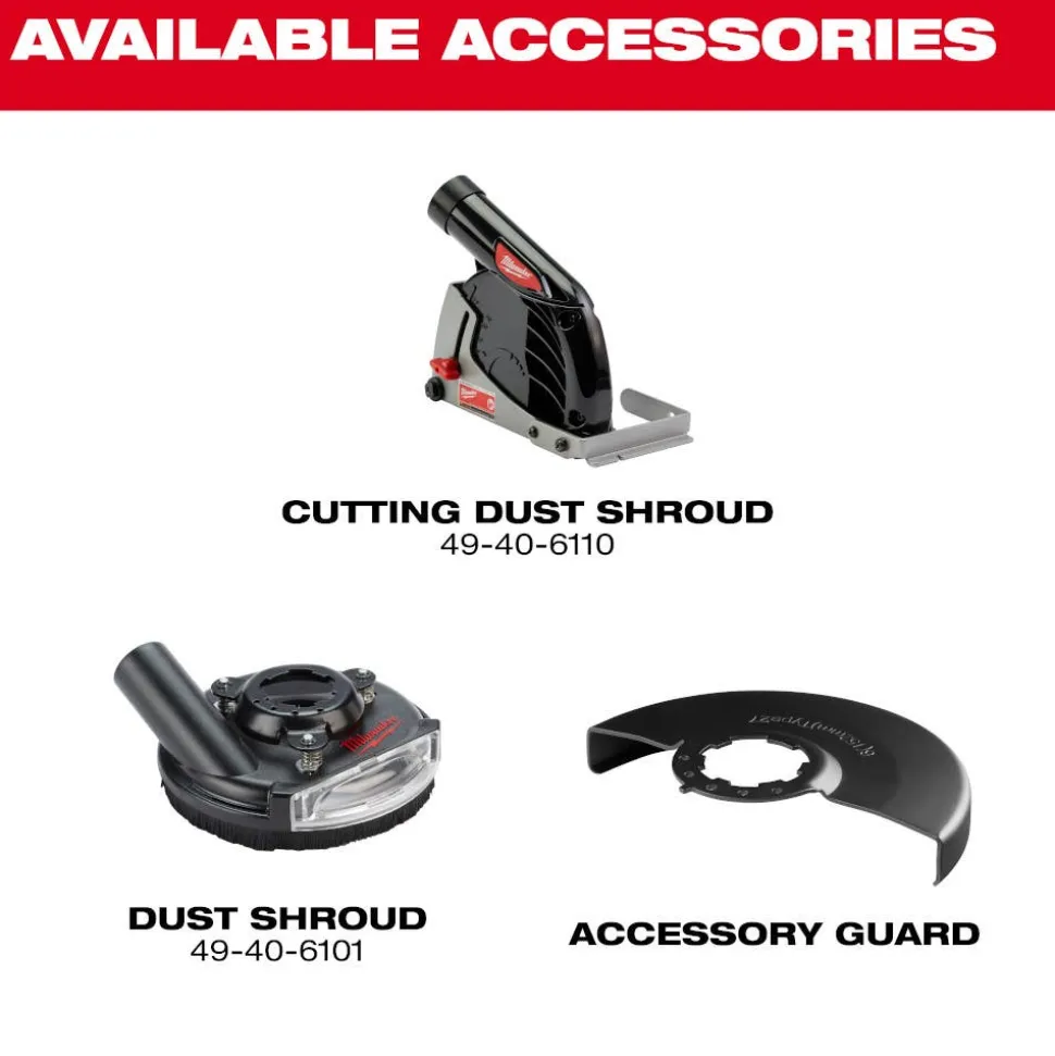 Milwaukee Tools M18 FUEL 4-1/2"-6" Braking Grinder, Slide Switch 3671-20
