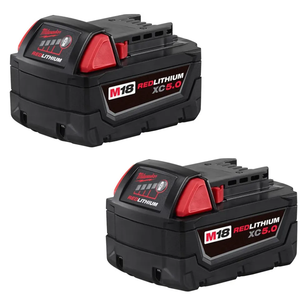 Milwaukee Tools M18 FUEL 1/2" Drill/Driver Kit and M18 Red Lithium 5.0 Ah XC Battery 2 PACK KIT-2903-22-48-11-1852