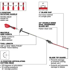 Milwaukee Tools M18 FUEL Extended Pole Articulating Hedge Trimmer 3035-20