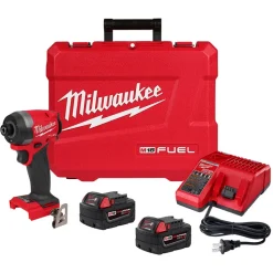 Milwaukee Tools M18 FUEL 1/4" Hex Impact Driver Kit and M18 Red Lithium 5.0 Ah XC Battery 2 PACK KIT-2953-22-48-11-1852