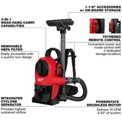 Milwaukee Tools M18 FUEL™ 3-in-1 Backpack Vacuum 0895-20
