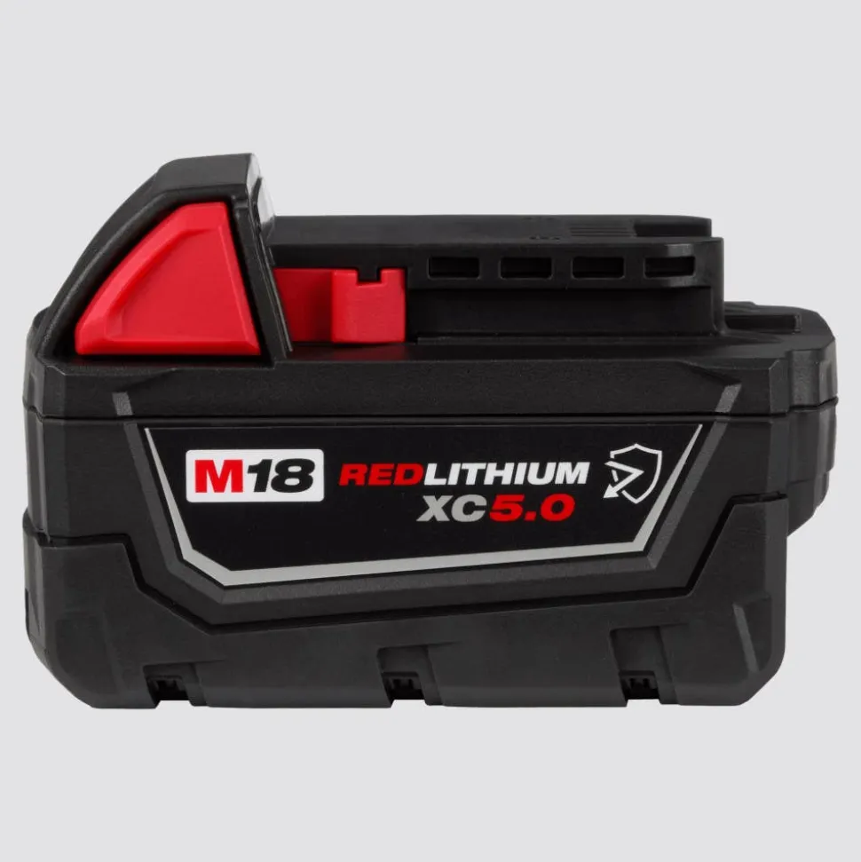 Milwaukee Tools M18 FUEL 1/2" Mid-Torque Impact Wrench w/ Pin Detent (Bare Tool), M18 REDLITHIUM XC5.0 Resistant Battery, and 9 Piece Shockwave Impact Duty 1/2" Drive SAE Deep 6 Point Socket Set KIT-2962P-20-48-11-1850R-49-66-7022