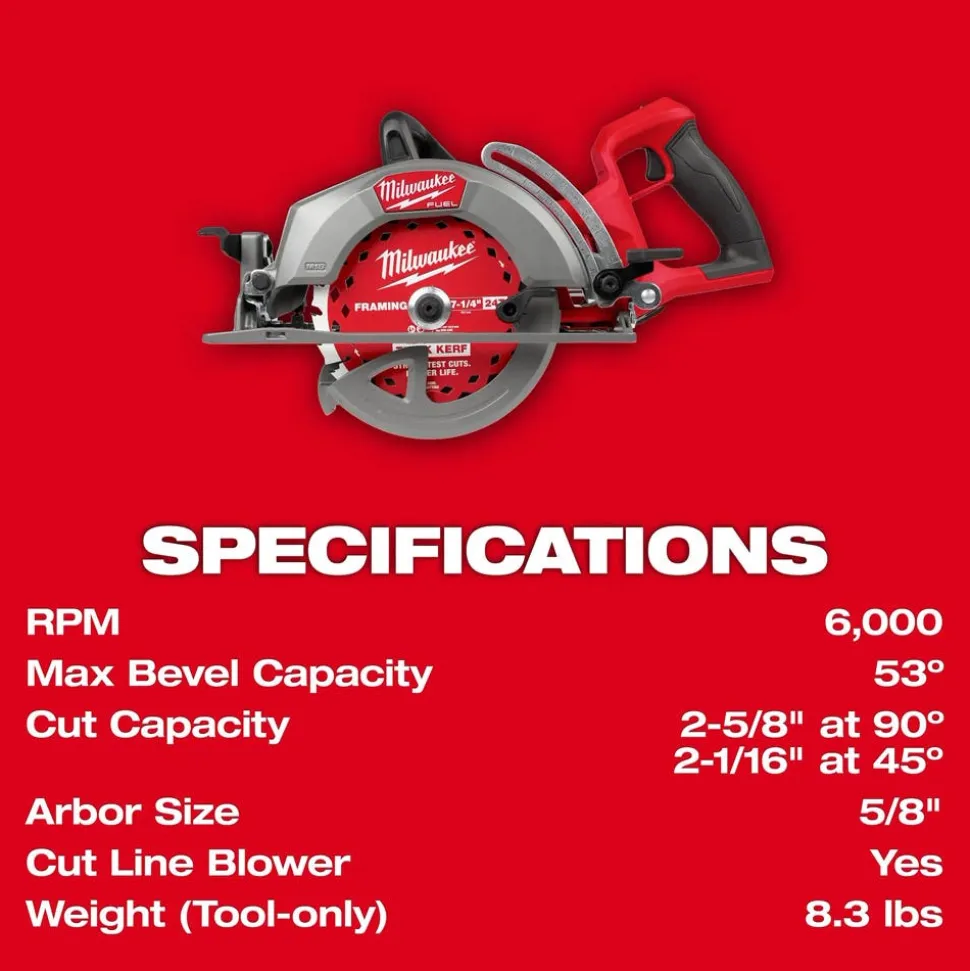 Milwaukee Tools M18 FUEL™ 7-1/4" Rear Handle Circular Saw 2930-20
