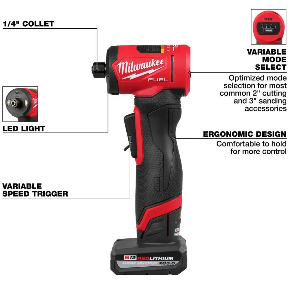 Milwaukee Tools M12 FUEL™ 1/4" Right Angle Die Grinder Kit 3485-22
