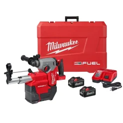 Milwaukee Tools M18 FUEL 1" SDS Plus Rotary Hammer Dust Extractor Kit w/ ONE-KEY, M18 FUEL 1/2" Mid-Torque Impact Wrench w/ Friction Ring (Bare Tool), and SDS-Plus MX4 4-Cutter Rotary Hammer Drill Bits - 6pc Kit KIT-2914-22DE-2962-20-48-20-7499