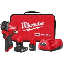 Milwaukee Tools M12 FUEL Stubby 3/8" Impact Wrench 550 Ft-Lbs Kit 2562-22