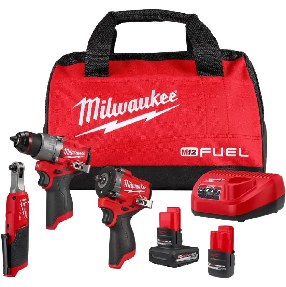 Milwaukee Tools M12 FUEL 3-Tool Combo Kit 3424-23