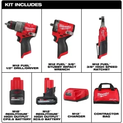 Milwaukee Tools M12 FUEL 3-Tool Combo Kit 3424-23