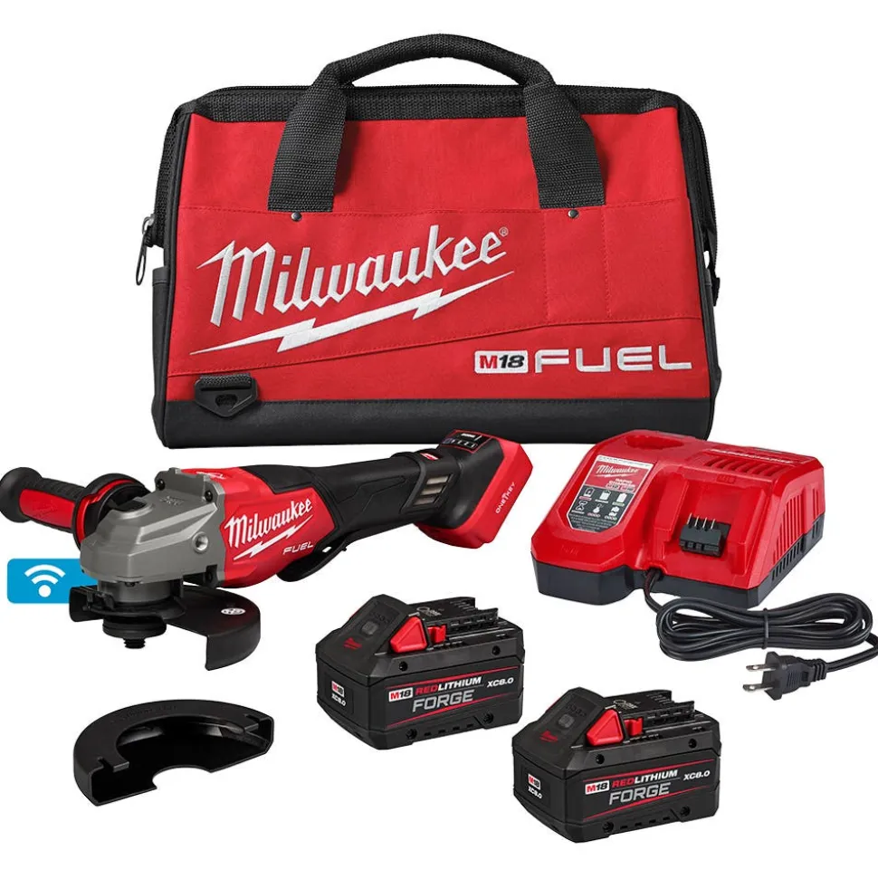Milwaukee Tools M18 FUEL 4-1/2"-6" Variable Speed Braking Grinder, Paddle Switch w/ ONE-KEY Kit 3672-22