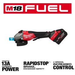 Milwaukee Tools M18 FUEL 4-1/2"-6" Variable Speed Braking Grinder, Paddle Switch w/ ONE-KEY Kit 3672-22