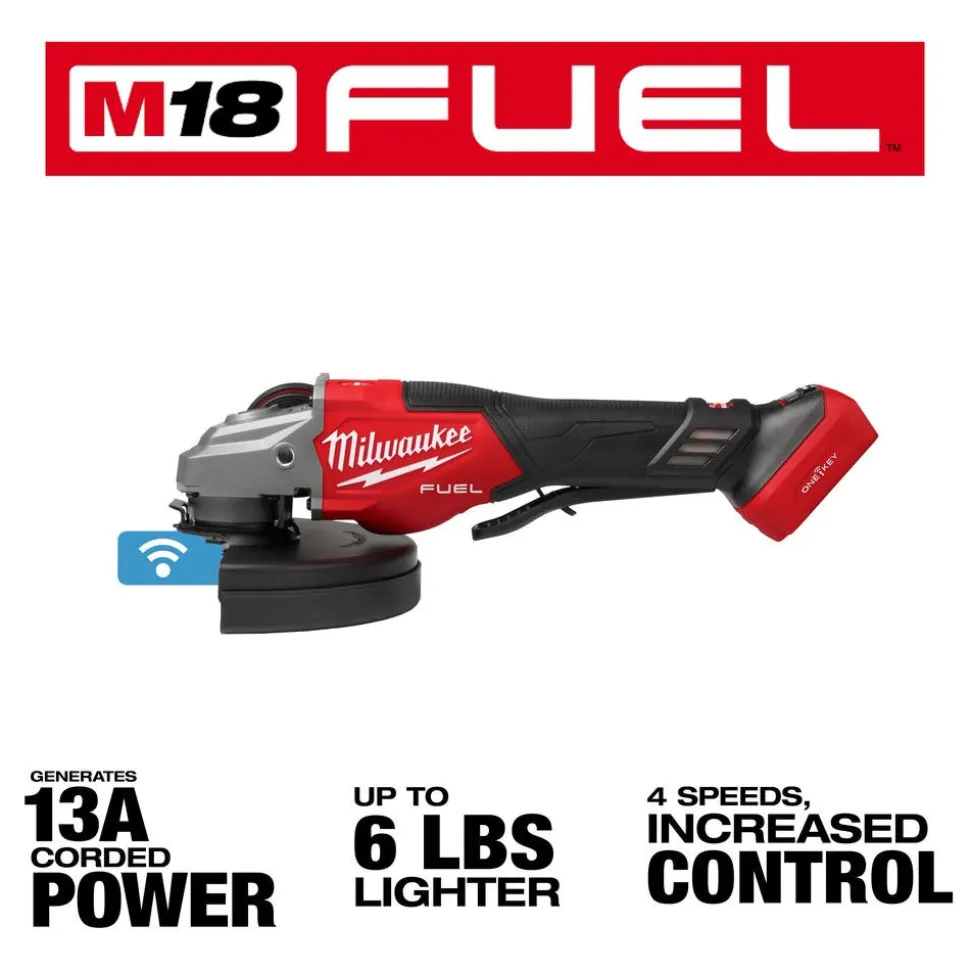 Milwaukee Tools M18 FUEL 4-1/2"-7" Variable Speed Braking Grinder w/ Paddle Switch & ONE-KEY 3674-20