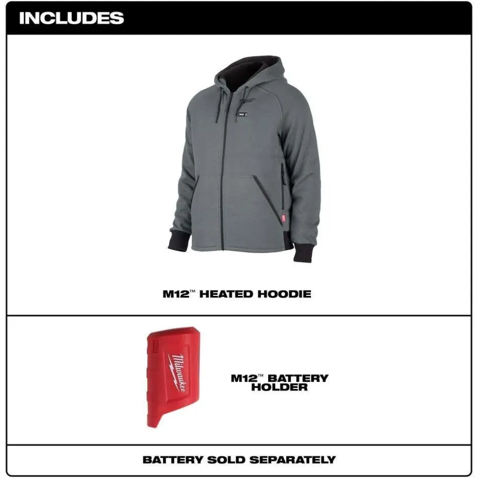 Milwaukee Tools M12 Gray Heated Hoodie Only 306G-20