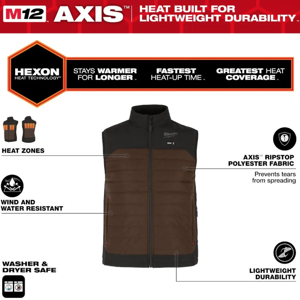 Milwaukee Tools M12 Heated Axis Vest Brown, Kit M300N