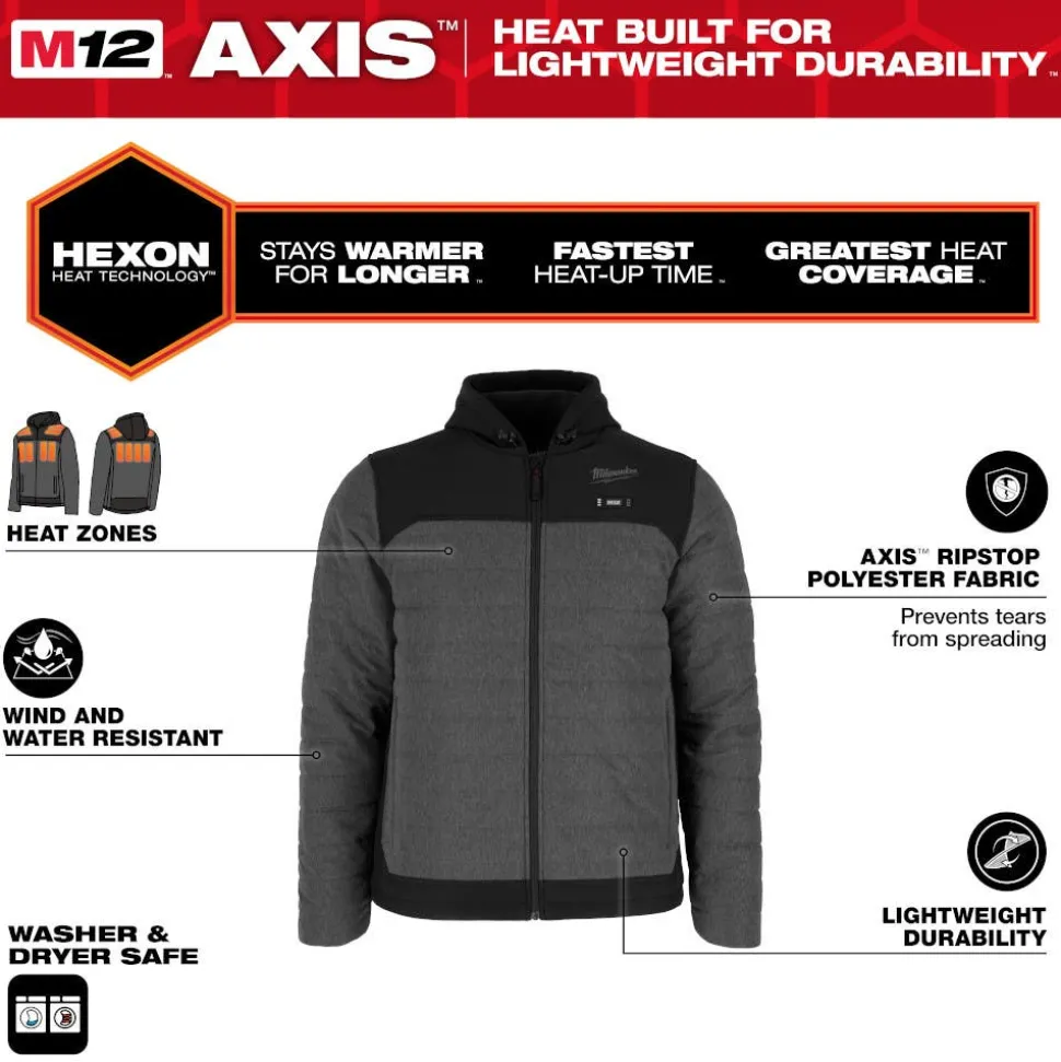 Milwaukee Tools M12 Heated Axis Jacket Grey, Kit M102G