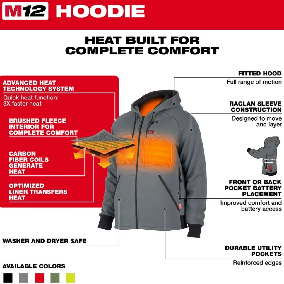Milwaukee Tools M12 Heated Hoodie Grey, Kit 306G-21
