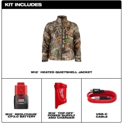 Milwaukee Tools M12 Heated Toughshell Jacket Camo, Kit M101C