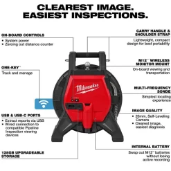 Milwaukee Tools M12 85’ High Flex Compact Inspection Camera Kit 3318-22B