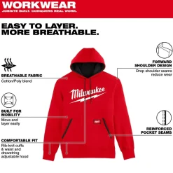 Milwaukee Tools Midweight Pullover Hoodie Red 352R