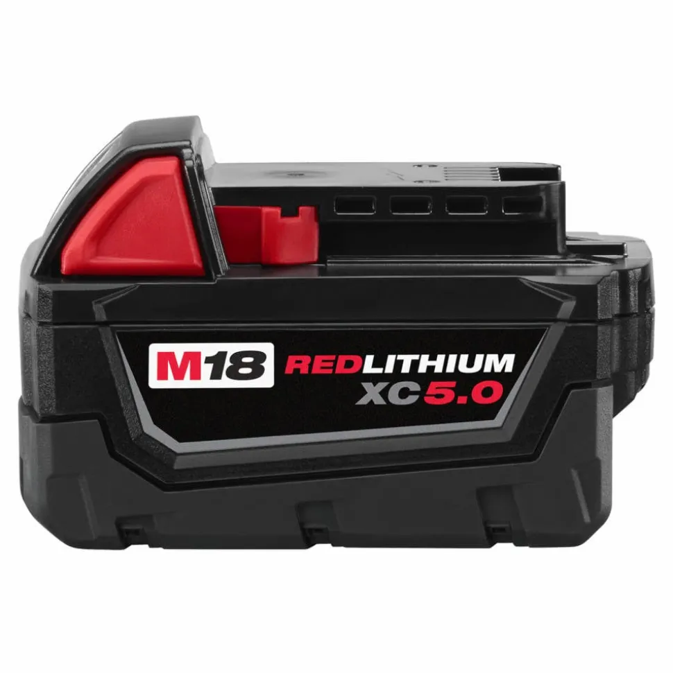 Milwaukee Tools M18 RADIUS LED Compact Site Light 2200 Lumens 2144-20 (BARE TOOL), REDLITHIUM USB Rechargeable 500 Lumen Pivoting Flashlight (3.0Ah) Kit, and M18 Red Lithium 5.0 Ah XC Battery KIT-2144-20-2113-21-48-11-1850