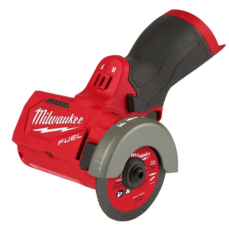 Milwaukee Tools (2) M12 REDLITHIUM HIGH OUTPUT XC5.0 Battery Pack and M12 Fuel 3" Compact Cut Off Tool (Bare Tool) KIT-48-11-2450-48-11-2450-2522-20
