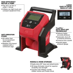 Milwaukee Tools M12 REDLITHIUM XC Battery - 2 Pack and M12 Compact Tire Inflator (Bare Tool) KIT-48-11-2412-2475-20