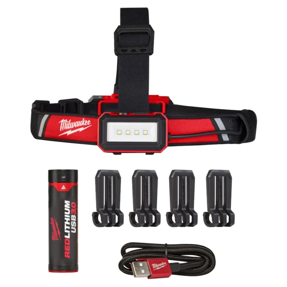 Milwaukee Tools M18 Rover Dual Power 4,000 Lumen Flood Light (Bare Tool), REDLITHIUM USB Rechargeable 500 Lumen Pivoting Flashlight (3.0Ah) Kit, and M18 Red Lithium 5.0 Ah XC Battery KIT-2366-20-2113-21-48-11-1850