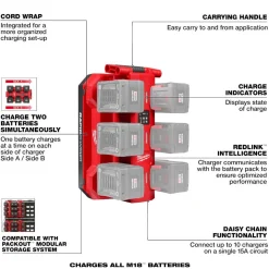 Milwaukee Tools M18 Six Bay Daisy Chain Rapid Charger 48-59-1817
