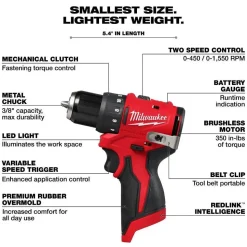 Milwaukee Tools M12 Subcompact Brushless 3/8" Drill/Driver 3401-20