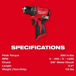 Milwaukee Tools M12 Subcompact Brushless 3/8