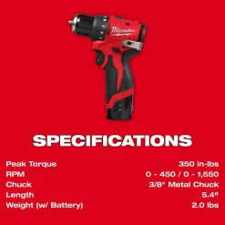 Milwaukee Tools M12 Subcompact Brushless 3/8