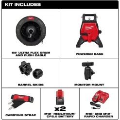 Milwaukee Tools M12 65’ Ultra Flex Compact Inspection Camera Kit 3318-22A