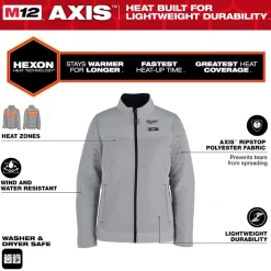 Milwaukee Tools M12 Women's Heated Axis Jacket Grey, Kit F102G