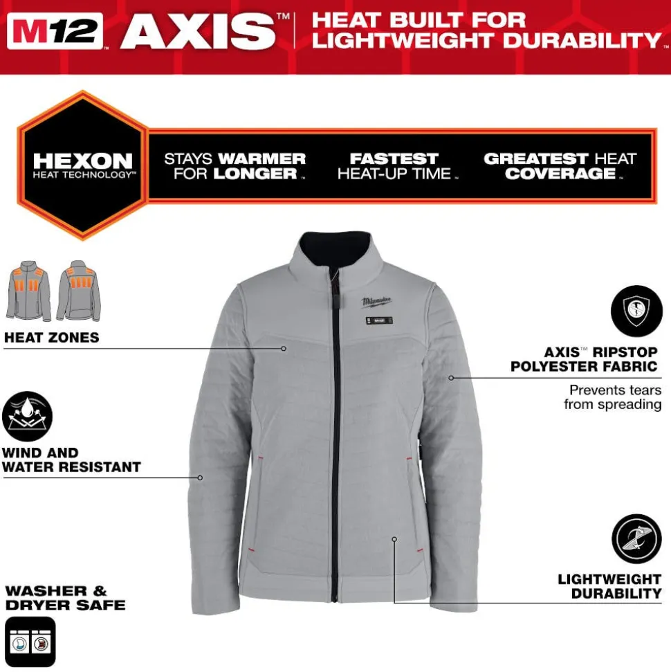 Milwaukee Tools M12 Women's Heated Axis Jacket Grey, Kit F102G