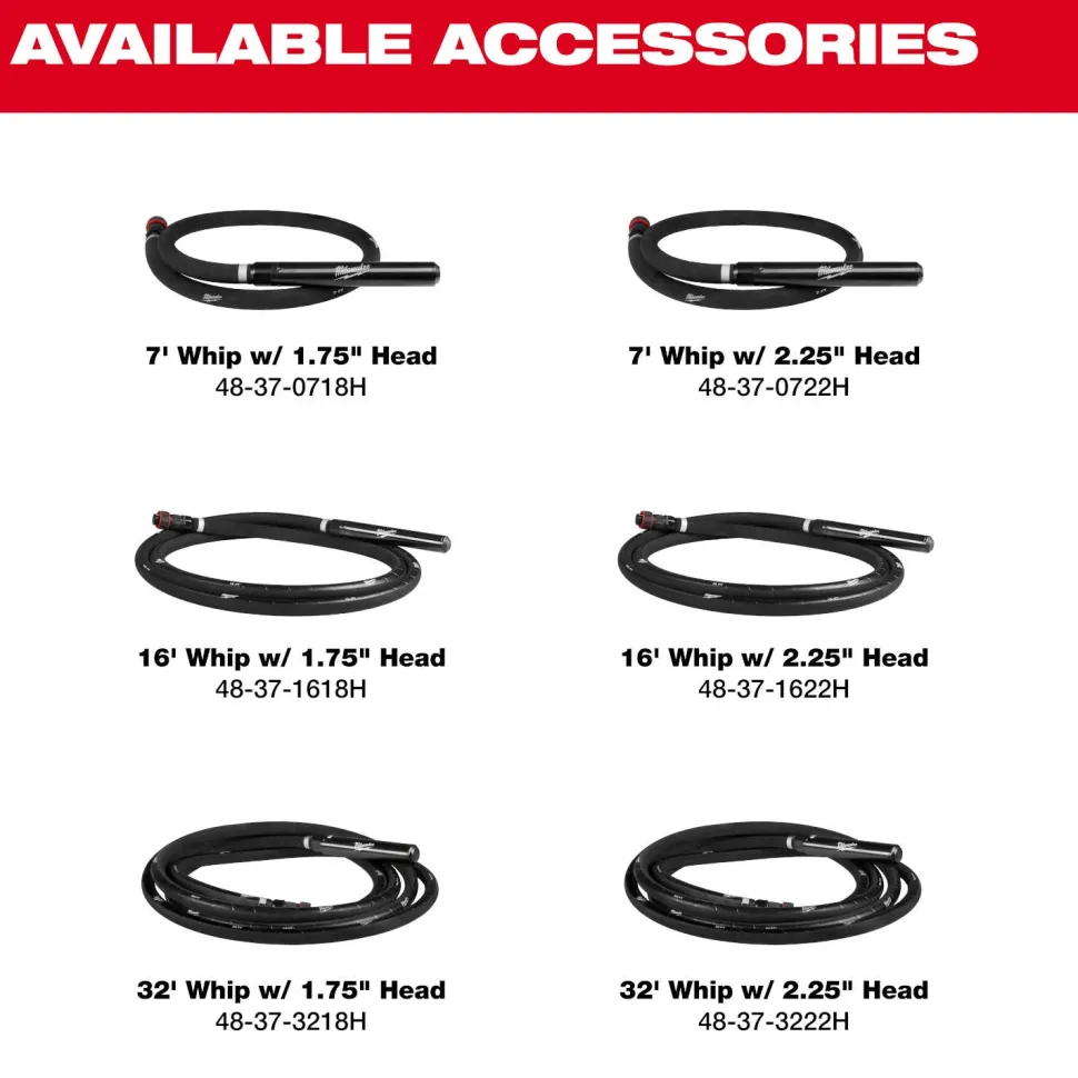 Milwaukee Tools MX FUEL Backpack High Cycle Concrete Vibrator Kit w/ 7' Whip / 1.75" Head MXF372-2XCB
