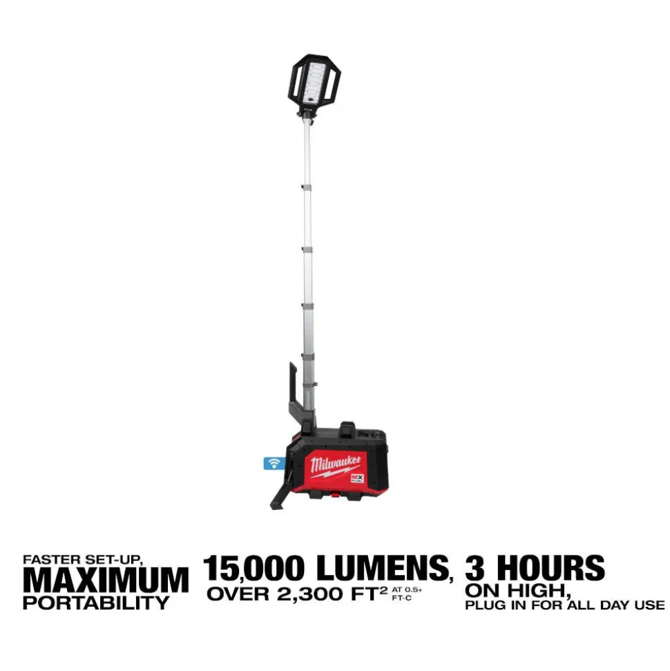 Milwaukee Tools MX FUEL ROCKET Dual Power Compact Tower Light 15,000 Lumens MXF040-1XC