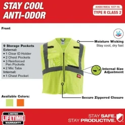 Milwaukee Tools Non-Breakaway Class 2 Mesh Safety Vest Hi-Vis Orange 48-73-511O
