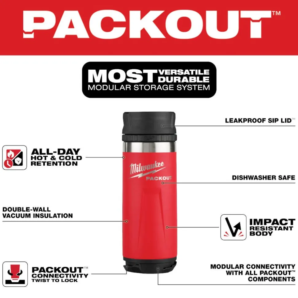 Milwaukee Tools PACKOUT 18oz Insulated Bottle with Sip Lid 48-22-8395R