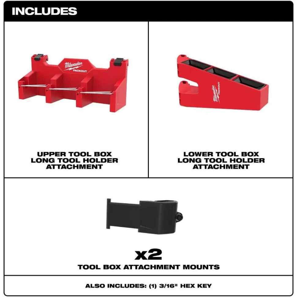 Milwaukee Tools PACKOUT Tool Box Long Tool Holder Attachment 48-22-8607