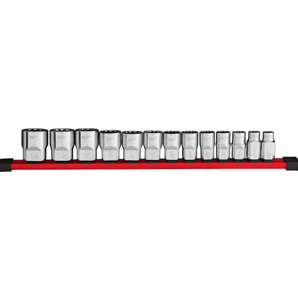 Milwaukee Tools 13pc 1/2” Drive 12-Point SAE Socket Set 48-22-9422