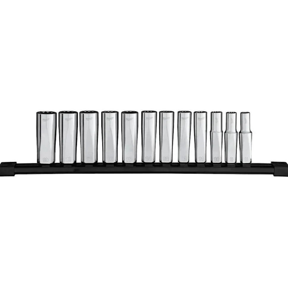 Milwaukee Tools 12pc 3/8” Drive 12-Point Deep Well Metric Socket Set 48-22-9521