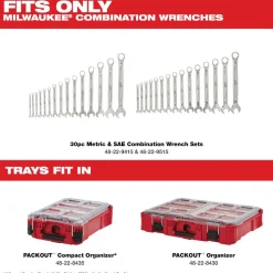 Milwaukee Tools 30 Piece Metric & SAE Combination Wrench Trays 48-22-9485T
