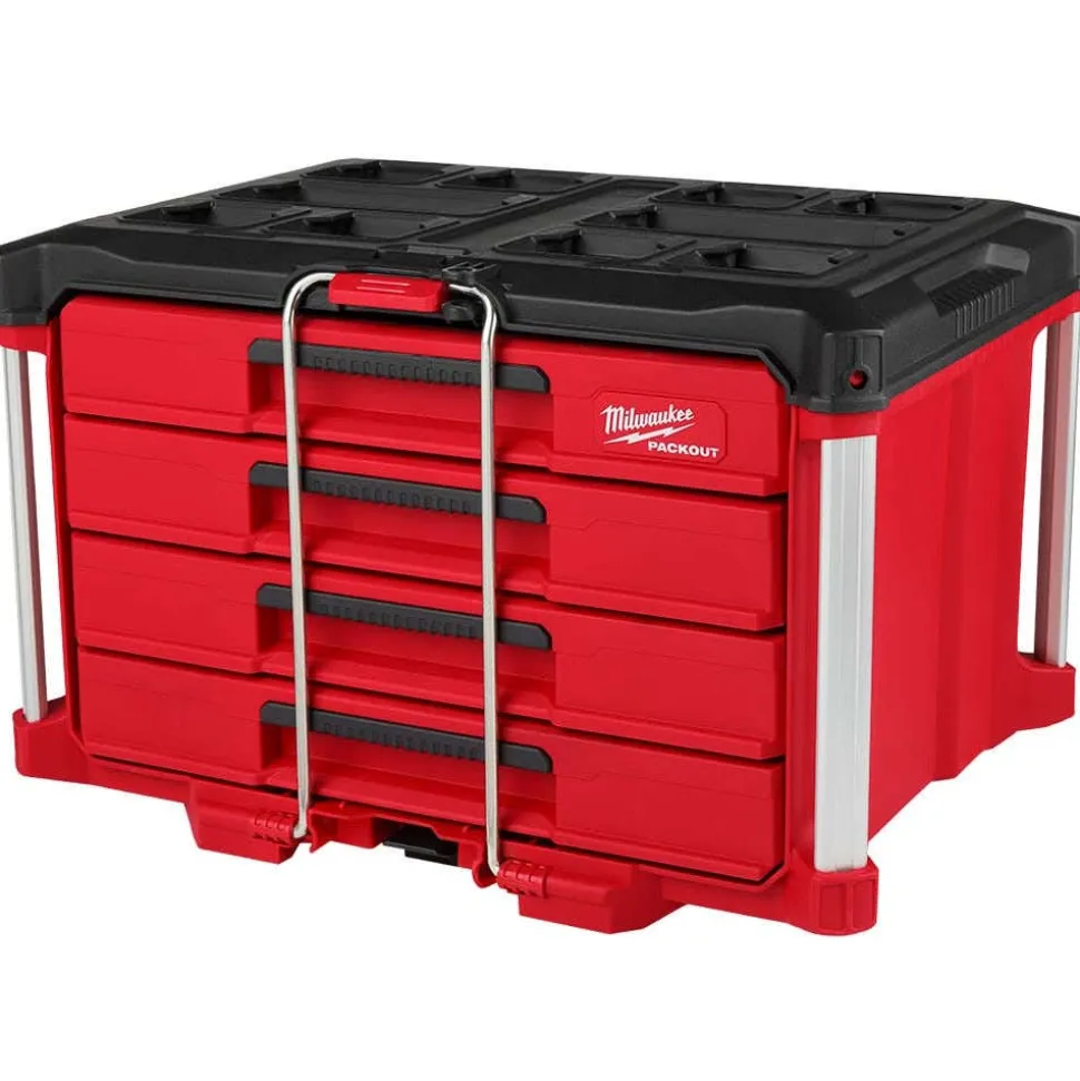 Milwaukee Tools Rolling, 4-Drawer & Organizer PACKOUT Toolbox Bundle