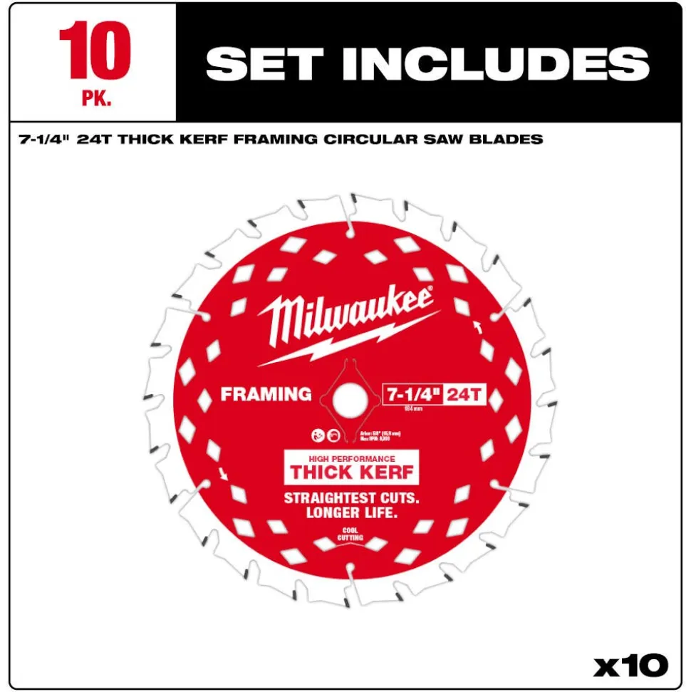 Milwaukee Tools 7-1/4" 24T Thick Kerf Framing Circular Saw Blade 48-40-0740