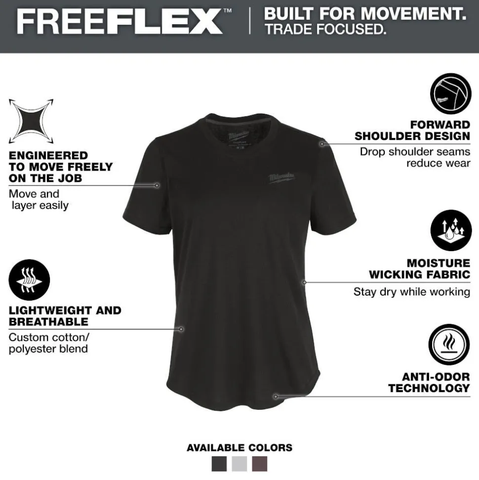 Milwaukee Tools Women's FREEFLEX Hybrid Tee - Short Sleeve - Black F452B